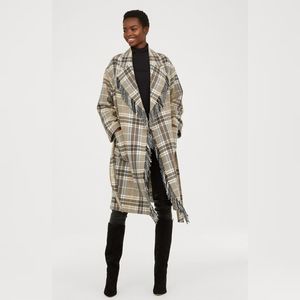 H\u0026M Jackets \u0026 Coats | H\u0026M Oversized Trench Fringed Plad Coat | Color: Brown/Cream | Size: Xs | Summerscloset10's Closet